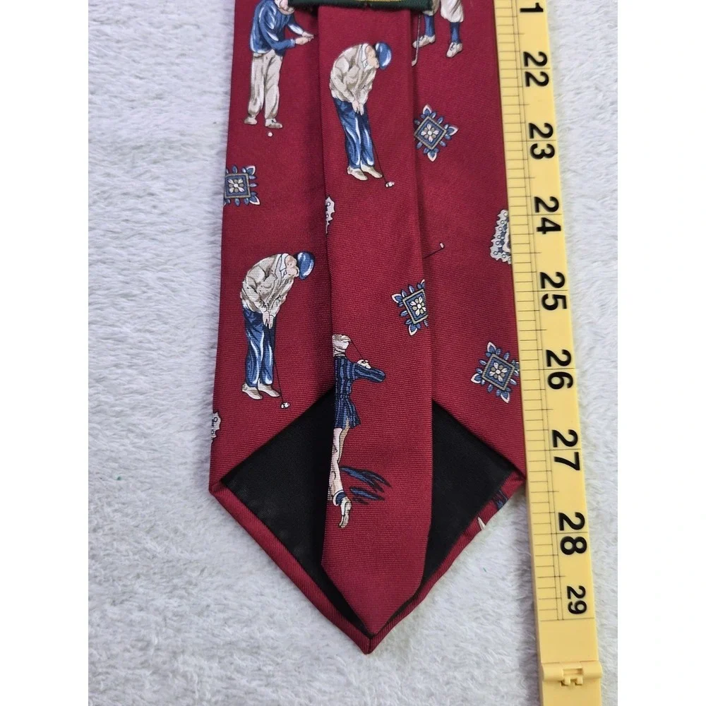 Resilio Silk Golf Tie Red Golfer Novelty Necktie Mens Vintage Sports Country...